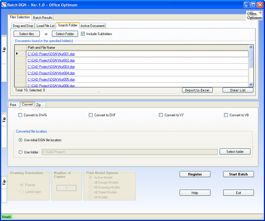 Batch convert SolidWorks files to PDF, DXF, JPG and TIF file formats