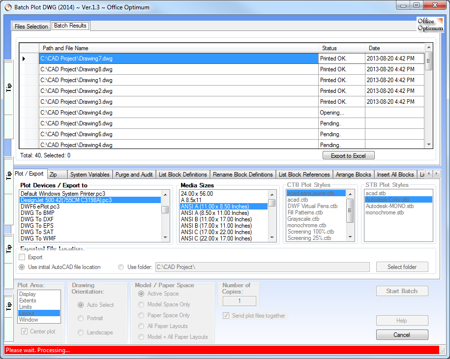 Batch Plot DWG Drag Drop mode