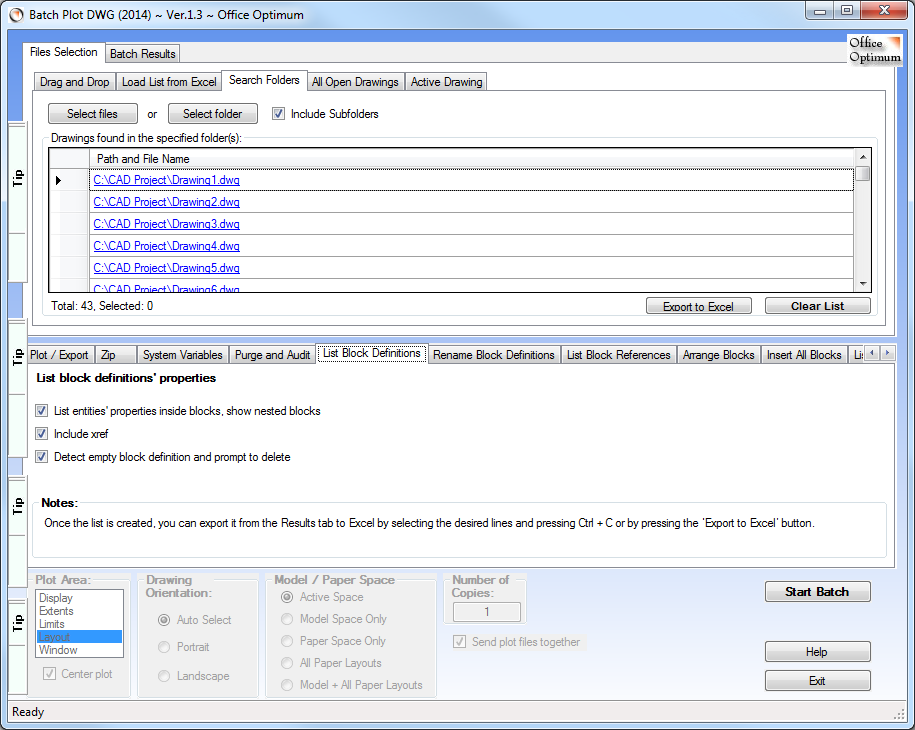 Batch Plot DWG Search Folders mode