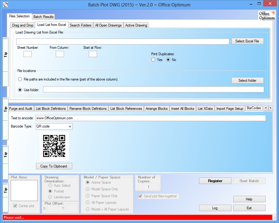 Batch Plot barcodes QR code mode